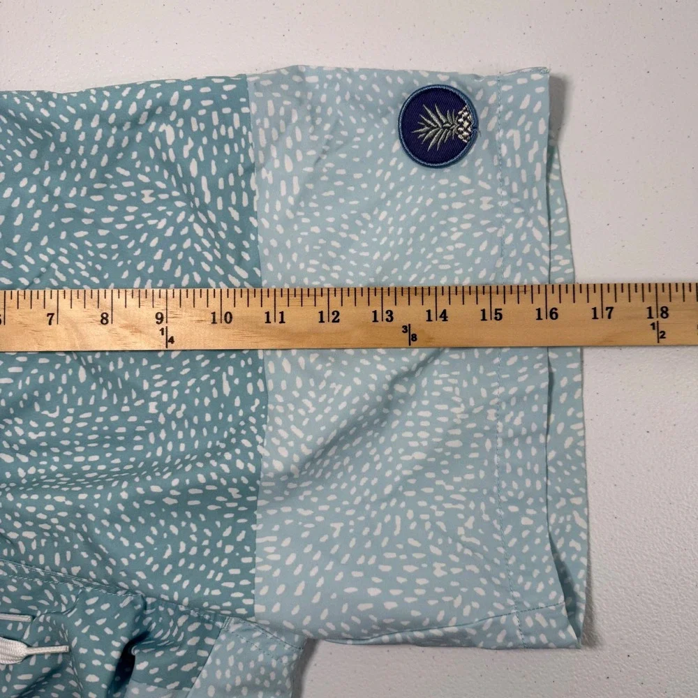 Chubbies Men's Trunks Shorts Teal White Pattern Elastic Waist Drawstring sz S EC